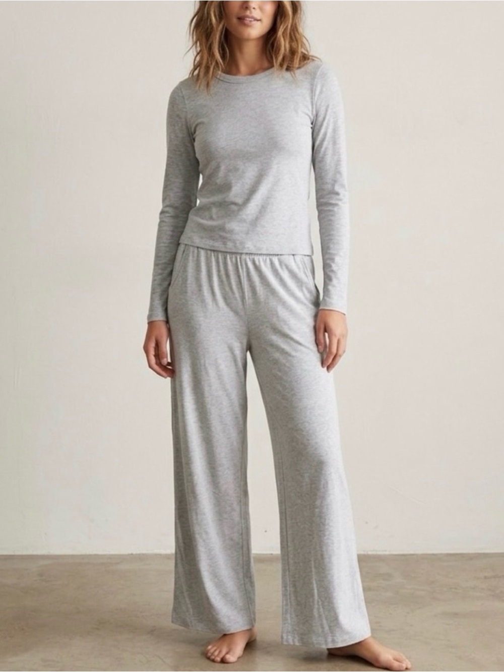 Abercrombie & Fitch Lounge Collection Heather Gray Ribbed Lounge Pants and Top
